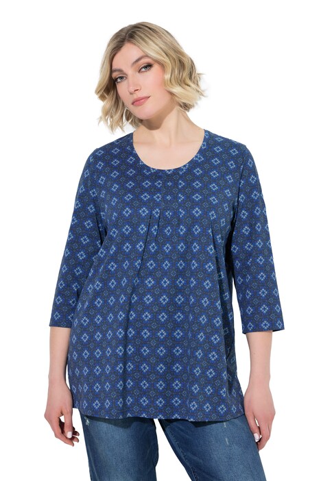 Shirt, Zierfalten, A-Linie, Rundhals, 3/4-Arm