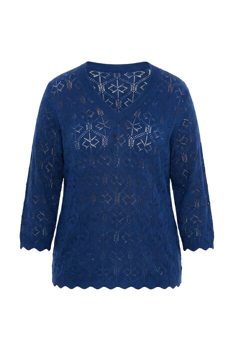 Svetr, ažurový úplet, V výstřih, 3/4 rukáv