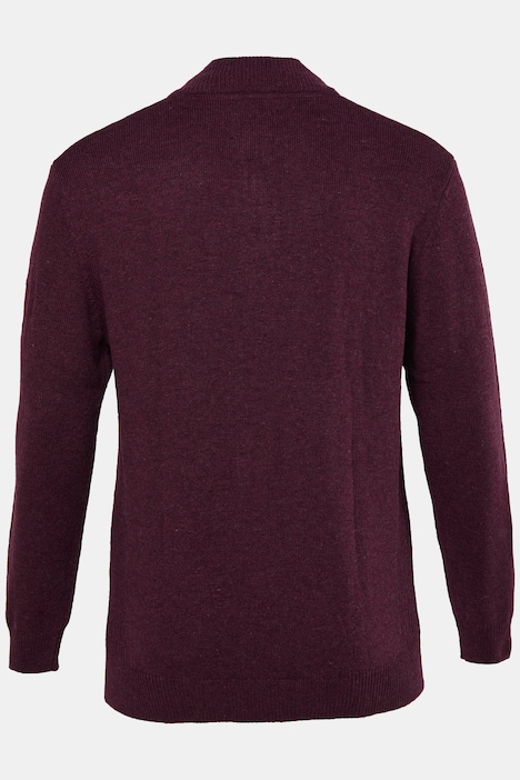 Pletený svetr se stojáčkem, límec se zipem, nášivka na rukávu, až do vel. 7XL