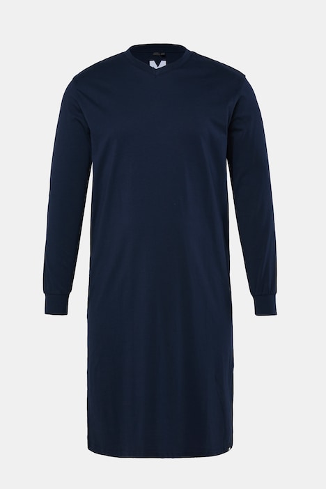 Nachthemd, Langarm, Jersey, V-Ausschnitt, bis 8 XL