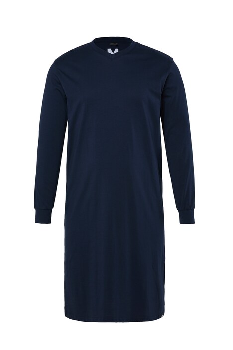 Nachthemd, Langarm, Jersey, V-Ausschnitt, bis 8 XL
