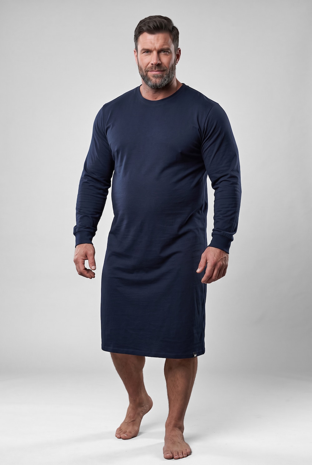 Nachthemd, Langarm, Jersey, V-Ausschnitt, bis 8 XL