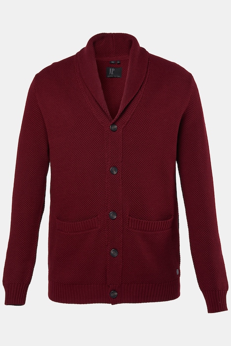 Strickjacke, Strukturstrick, Schalkragen, bis 7 XL