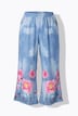 Culotte, weites, gerades Bein, Denimoptik, Blumenprint