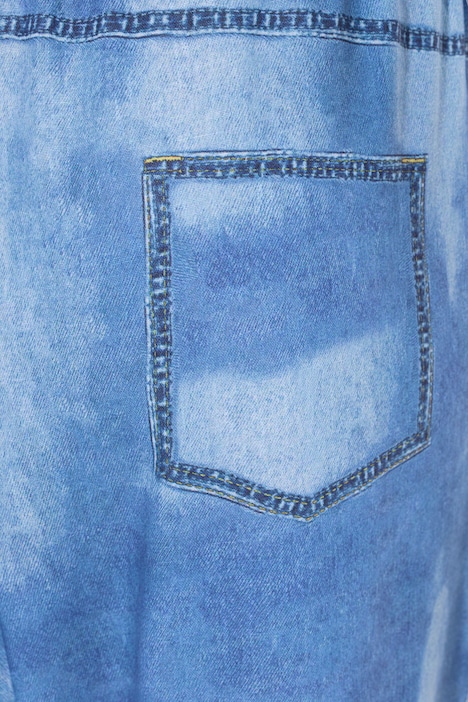 Culotte, weites, gerades Bein, Denimoptik, Blumenprint