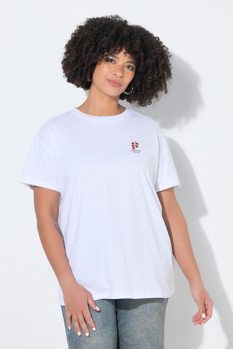 T-Shirt, Boxy Fit, Tomaten, Schriftzug, Halbarm