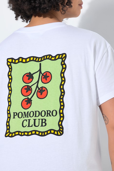 T-Shirt, Boxy Fit, Tomaten, Schriftzug, Halbarm