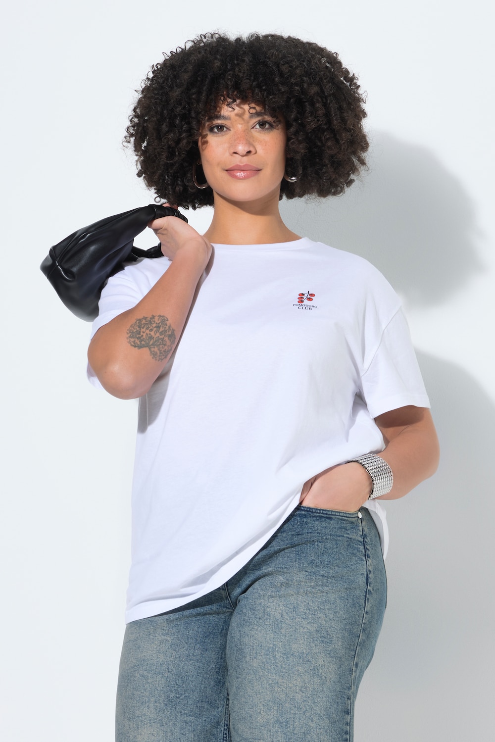 T-Shirt, Boxy Fit, Tomaten, Schriftzug, Halbarm