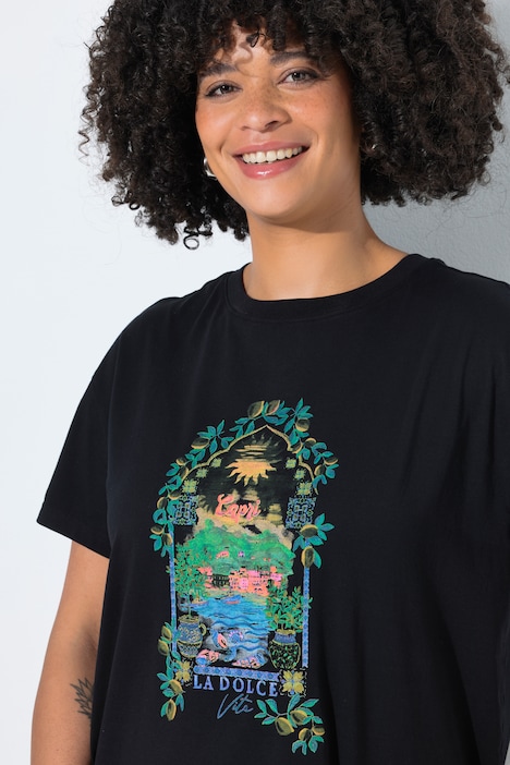 T-shirt coupe Boxy Fit, manches courtes et motif Capri