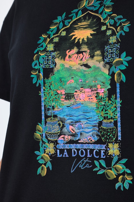 T-shirt coupe Boxy Fit, manches courtes et motif Capri