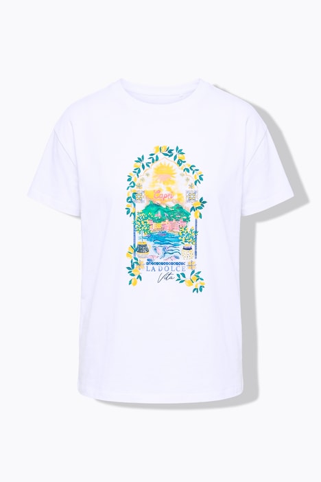 T-shirt coupe Boxy Fit, manches courtes et motif Capri