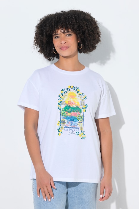 T-shirt coupe Boxy Fit, manches courtes et motif Capri