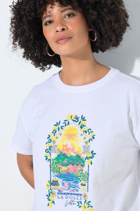 T-shirt coupe Boxy Fit, manches courtes et motif Capri