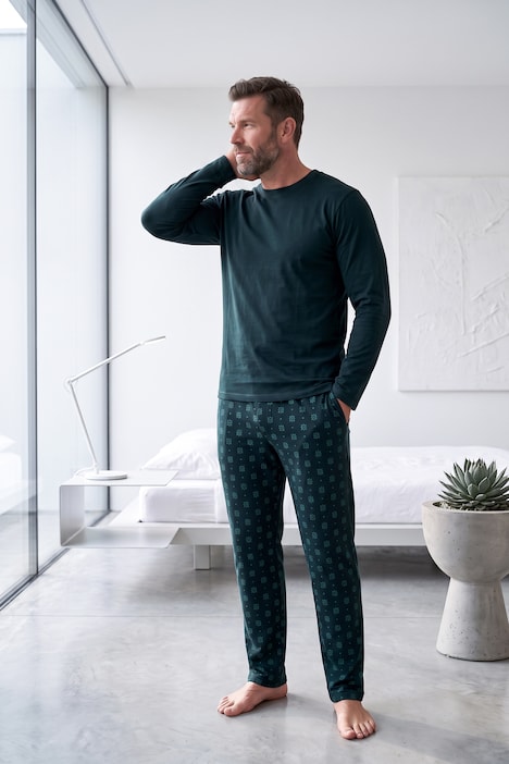Pyjama, tweedelig, minimalistisch patroon, lange mouwen, tot 8XL