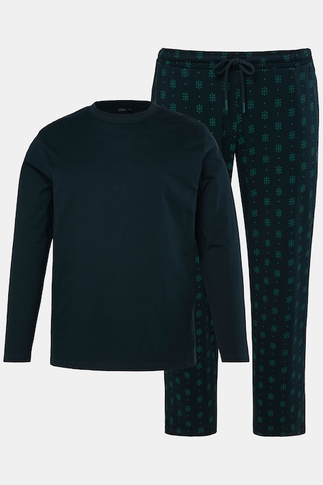 Pyjama, tweedelig, minimalistisch patroon, lange mouwen, tot 8XL