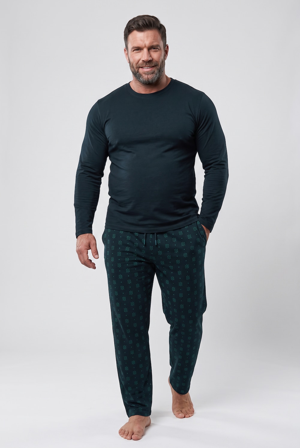 Pyjama, tweedelig, minimalistisch patroon, lange mouwen, tot 8XL