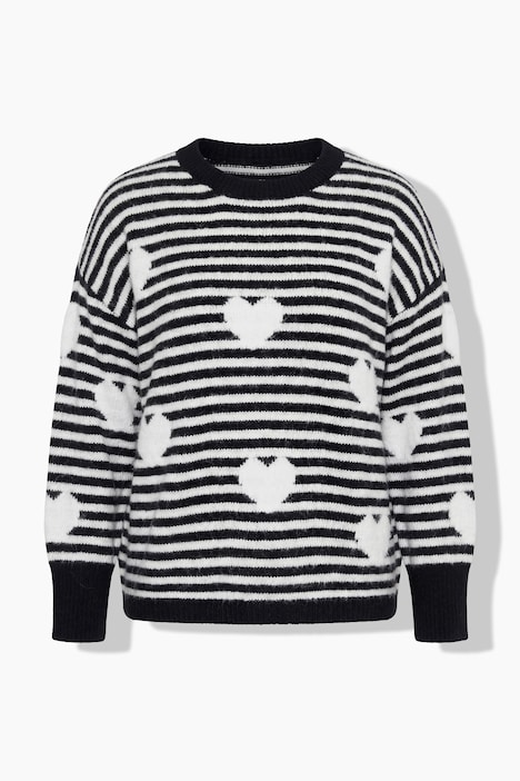 Pullover, Ringel, Herzen, Rundhals, Langarm