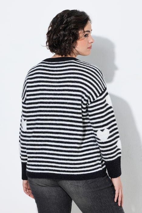 Pullover, Ringel, Herzen, Rundhals, Langarm