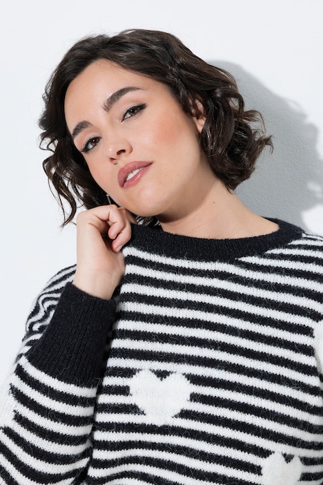 Pullover, Ringel, Herzen, Rundhals, Langarm