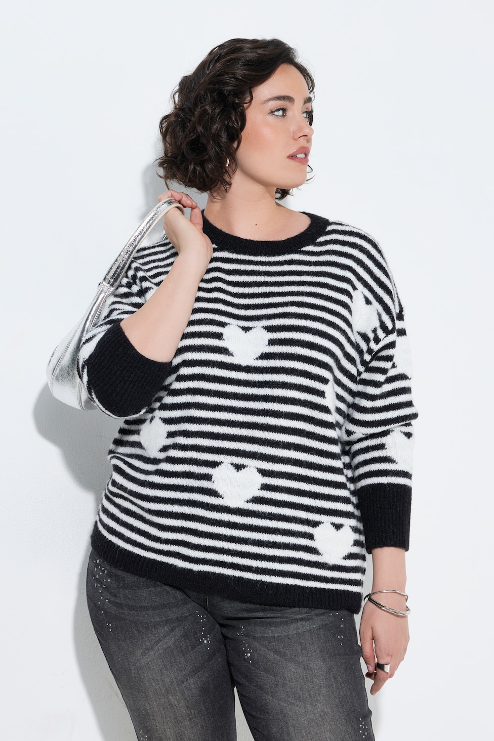 Pullover, Ringel, Herzen, Rundhals, Langarm