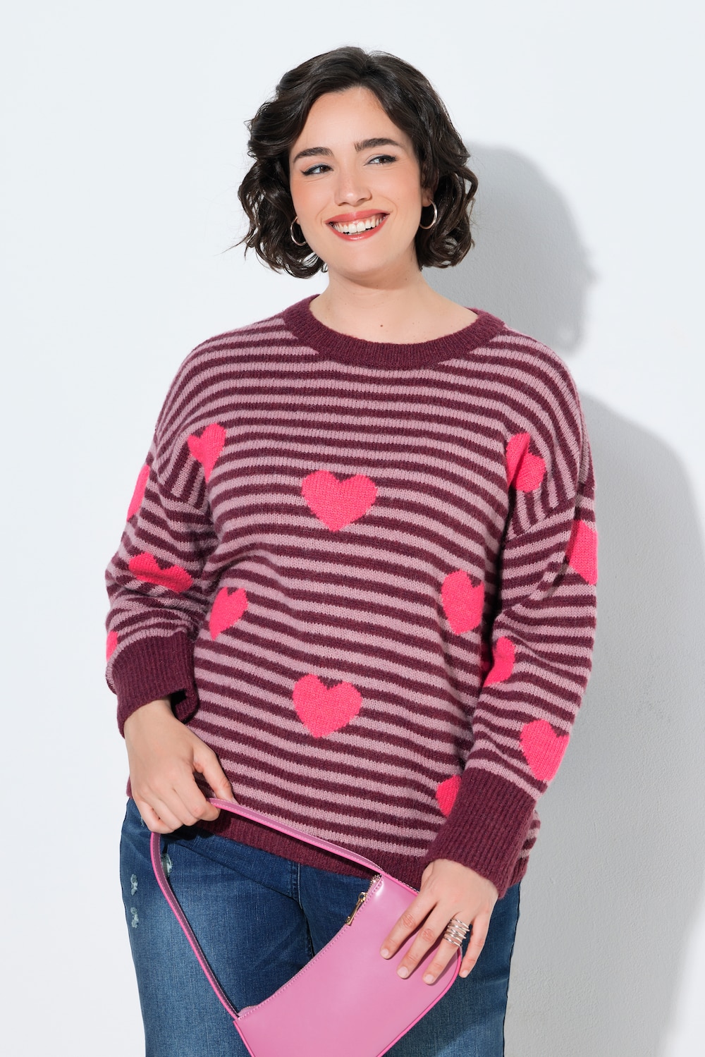 Pullover, Ringel, Herzen, Rundhals, Langarm