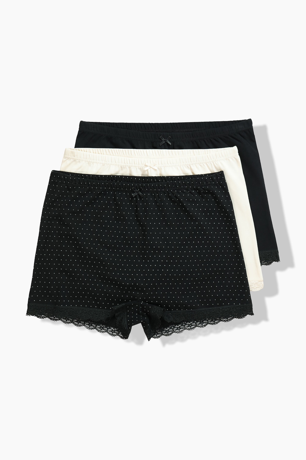 Pantys, 3er-Pack, Punkte/einfarbig, kurzer Beinansatz