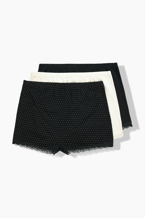 Pantys, 3er-Pack, Punkte/einfarbig, kurzer Beinansatz