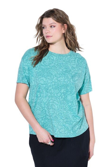 Tričko, volný střih, květinový potisk