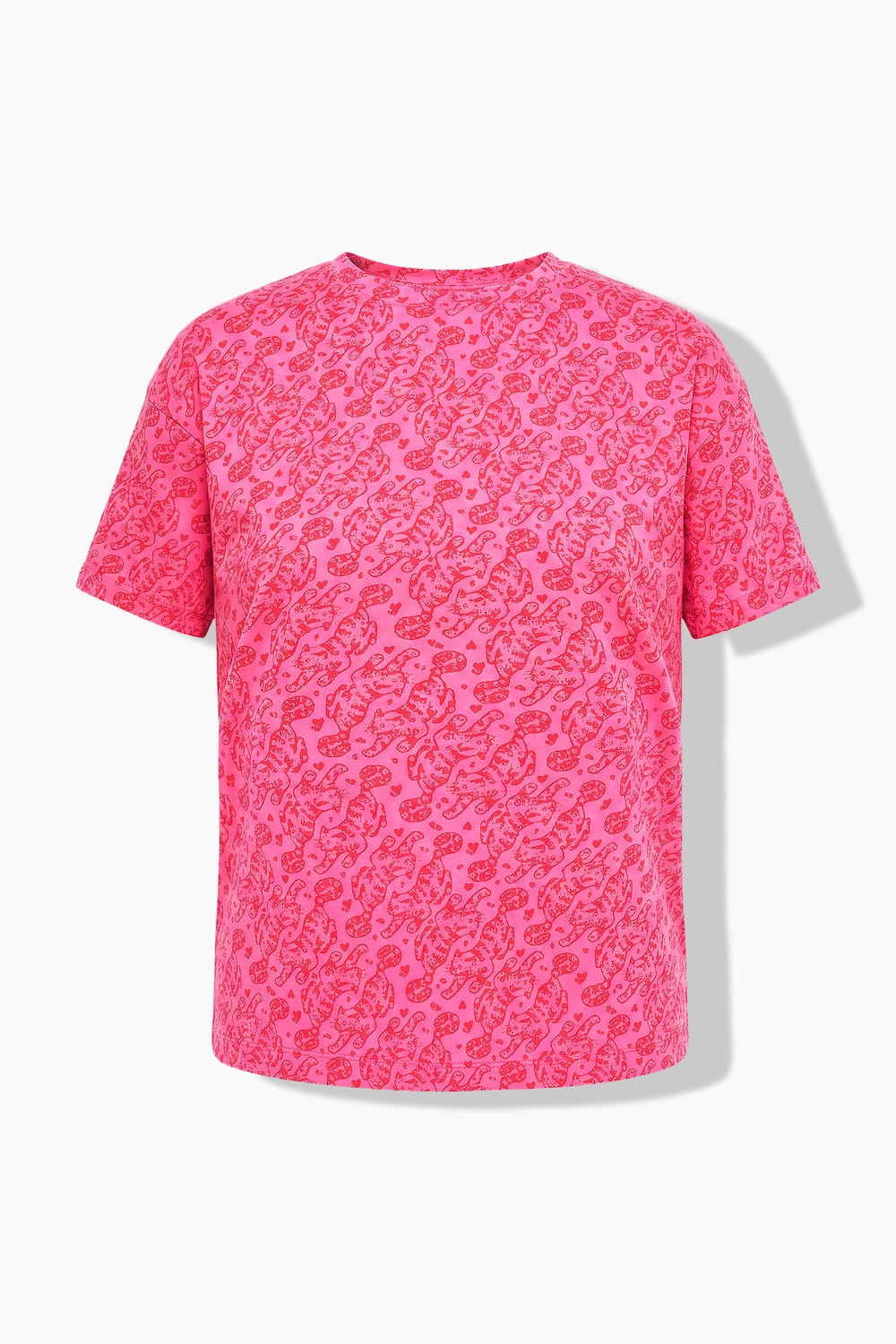 Stora storlekar T-shirt i oversized modell med leopardmönster, Dam, rosa, storlek: 50/52, Bomull, Studio Untold