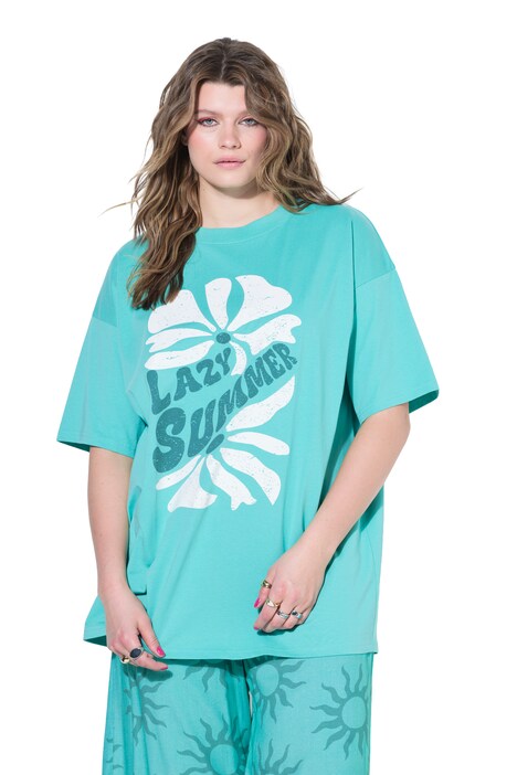 Tričko, oversize, letní potisk Lazy