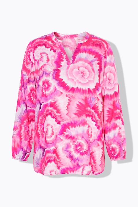 Blouse, A-lijn, batikmotief, lange mouw