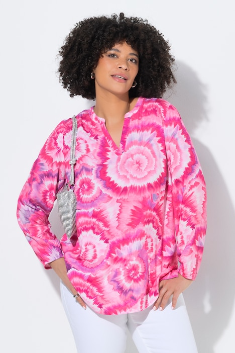 Bluza, krój trapezowy, batik, długi rekaw