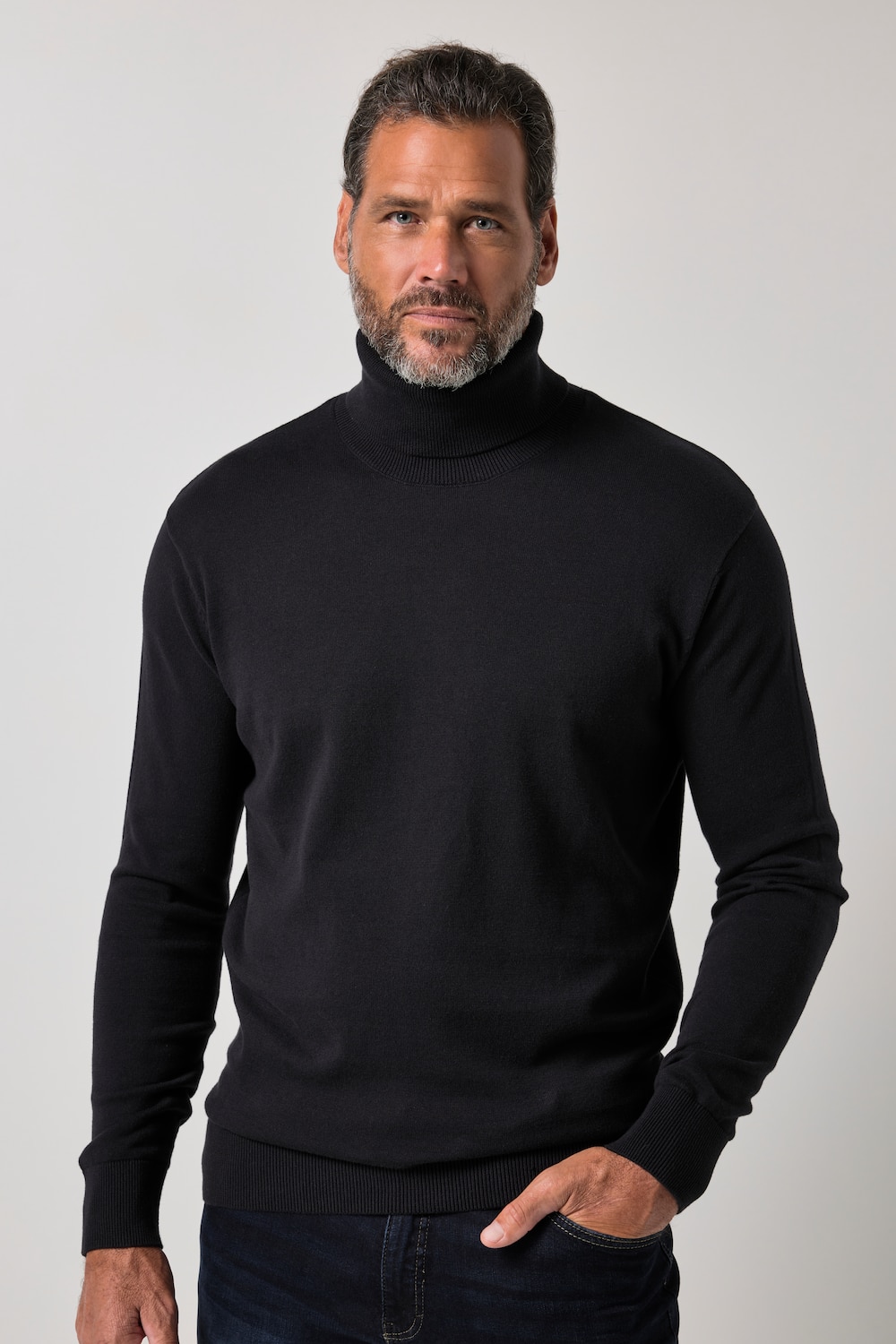Rollkragen-Pullover, Baumwoll-Feinstrick, bis 7 XL