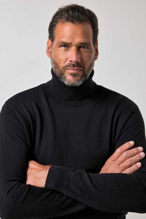 Rollkragen-Pullover, Baumwoll-Feinstrick, bis 7 XL