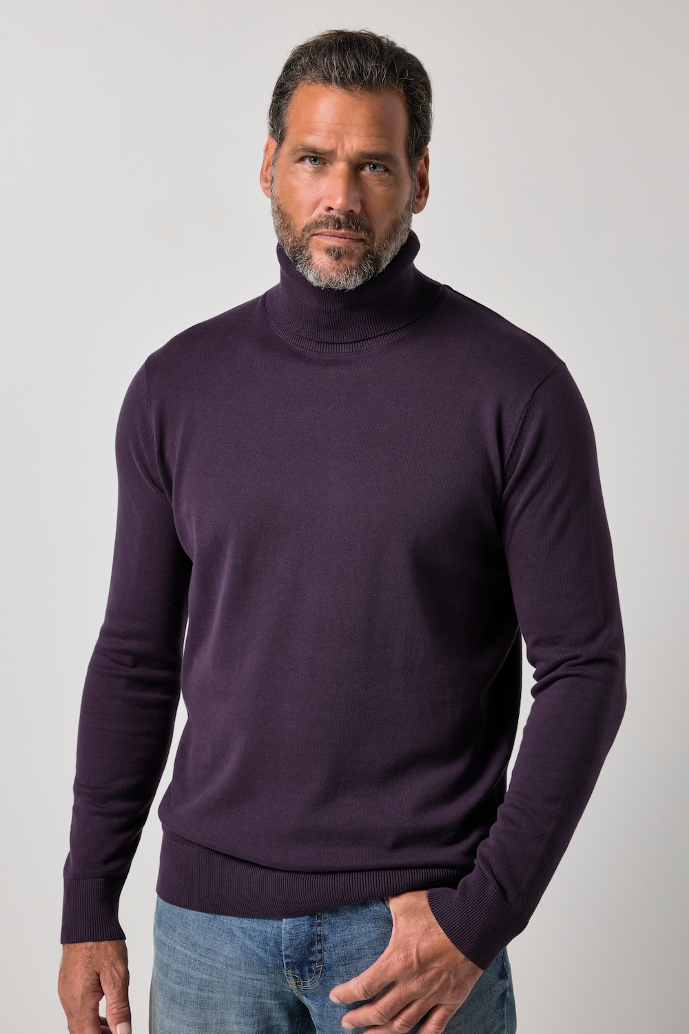 Rollkragen-Pullover, Baumwoll-Feinstrick, bis 7 XL