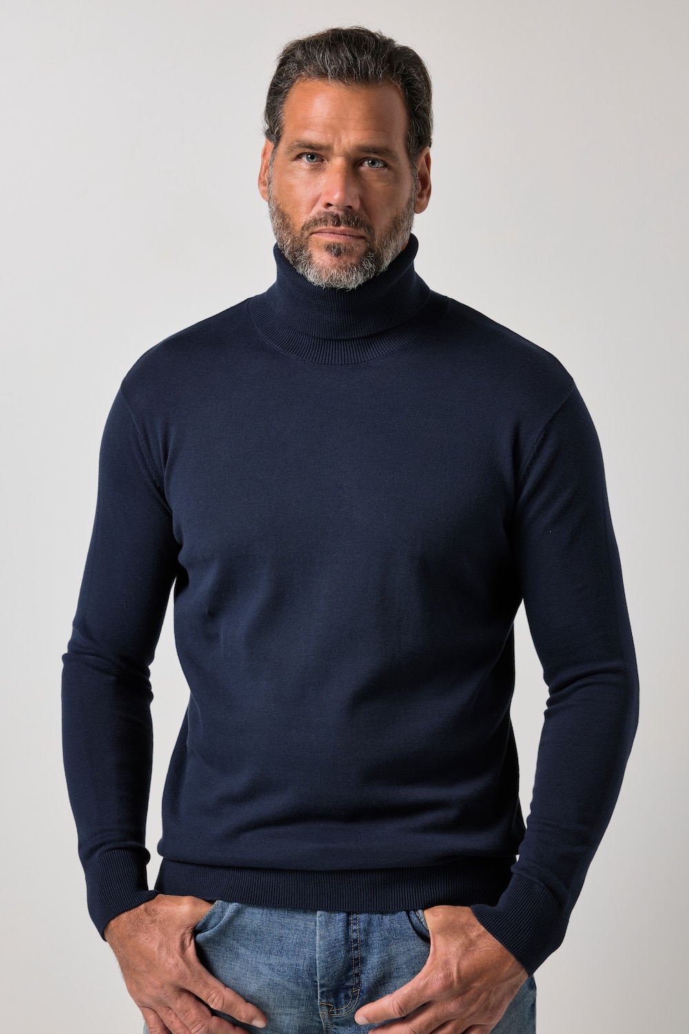 Rollkragen-Pullover, Baumwoll-Feinstrick, bis 7 XL