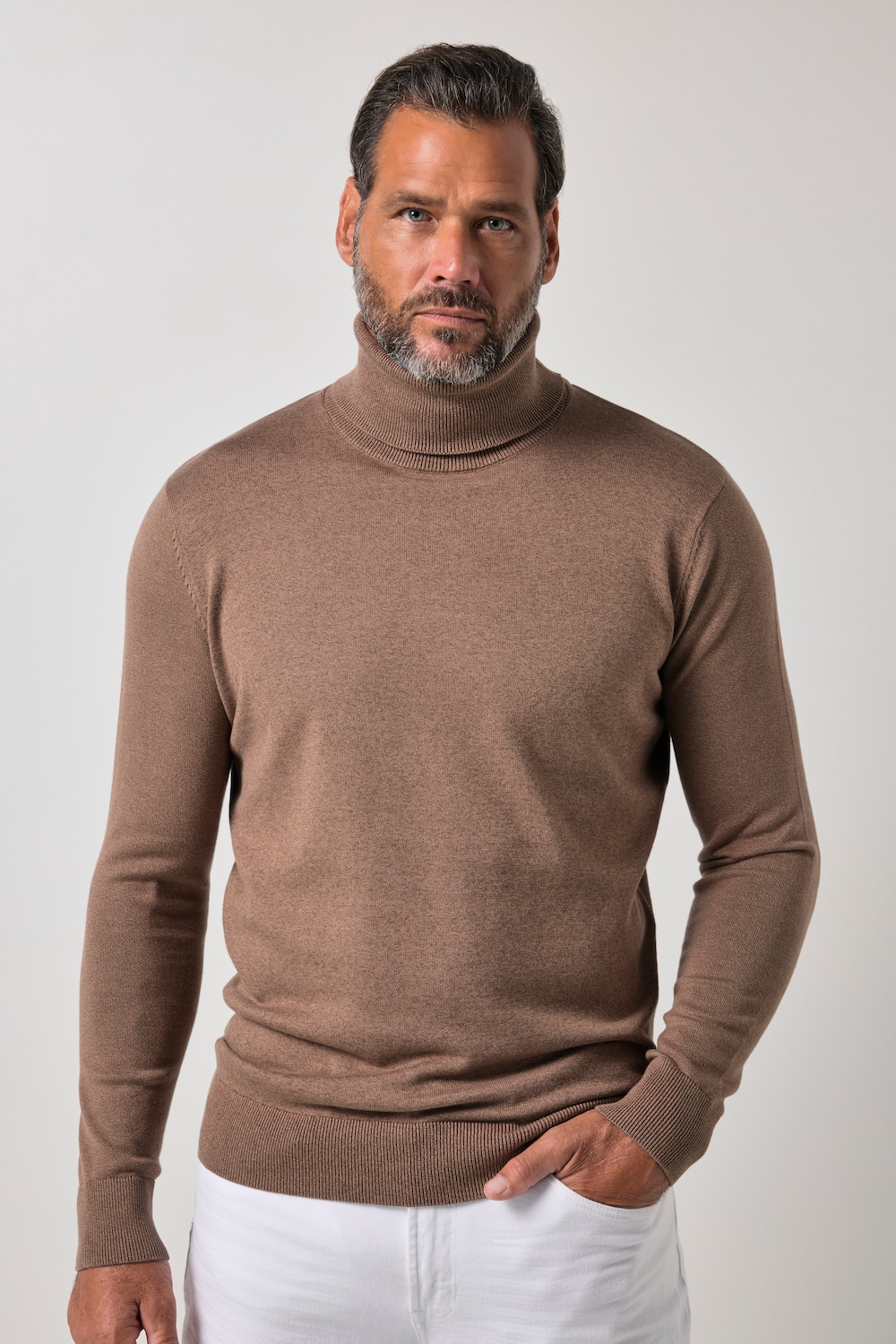 Rollkragen-Pullover, Baumwoll-Feinstrick, bis 7 XL