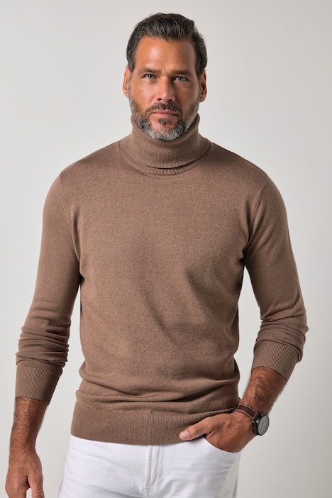 Rollkragen-Pullover, Baumwoll-Feinstrick, bis 7 XL