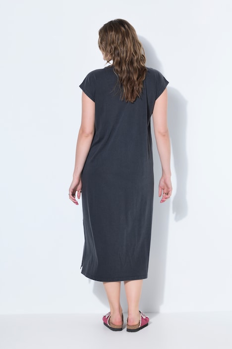 Midi-Jerseykleid, straight oversized, Acid Wash, Print