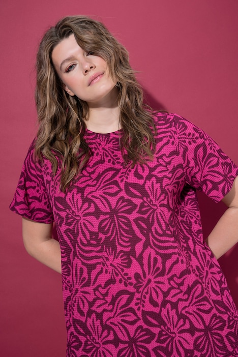 Kleid, A-Shape, Flower-Print, weiter Halbarm