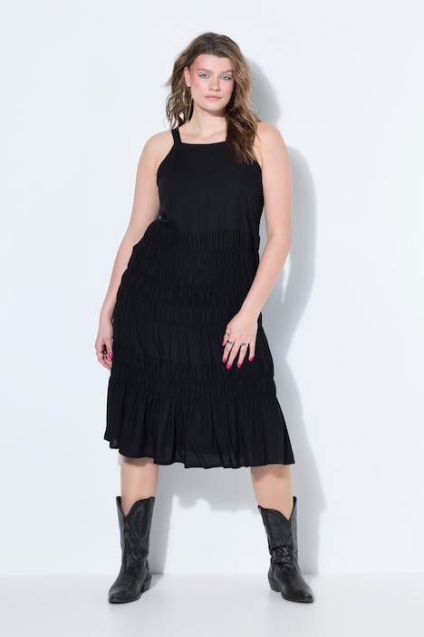 Midikleid, ärmelloser A-Shape, gesmokte Büste