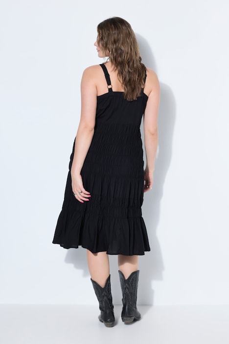 Midikleid, ärmelloser A-Shape, gesmokte Büste