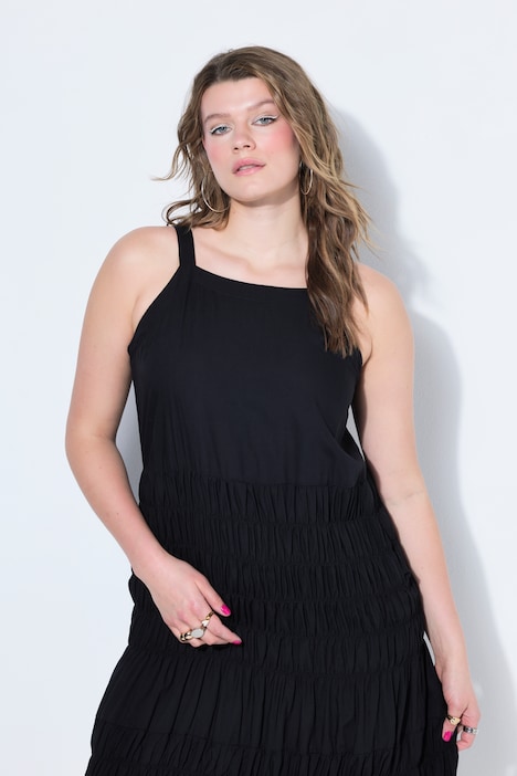 Midikleid, ärmelloser A-Shape, gesmokte Büste