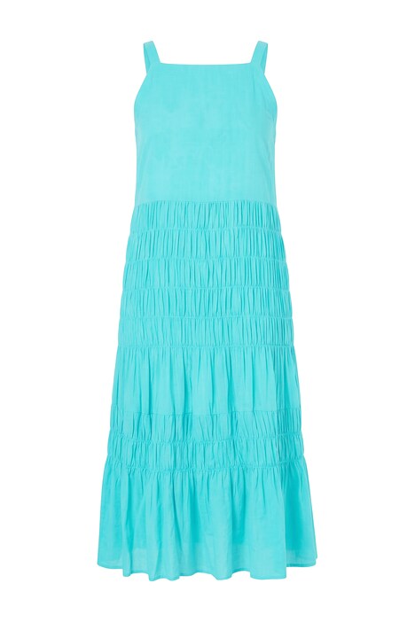 Midi šaty, áčkový střih bez rukávů, elasticky nařasený živůtek