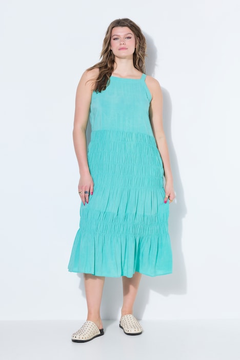 Midikleid, ärmelloser A-Shape, gesmokte Büste