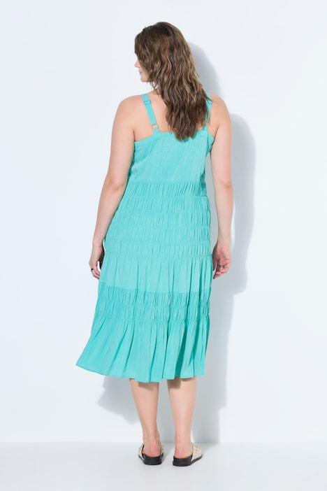 Midikleid, ärmelloser A-Shape, gesmokte Büste