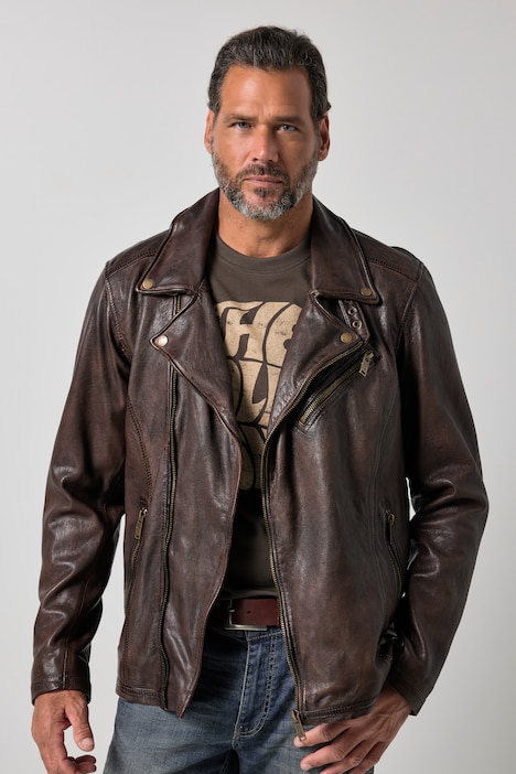 Biker jacket, leather, premium lamb nappa