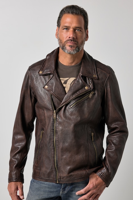 Biker jacket, leather, premium lamb nappa