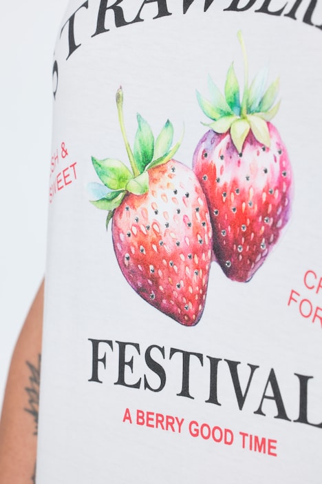 T-Shirt, Comfort Fit, Erdbeeren-Motiv, Halbarm