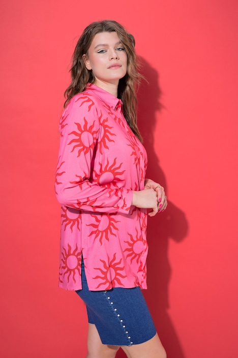 Sun Print V-Neck Blouse